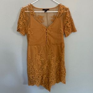 Women’s Mesh Lace Romper in Mustard Yellow